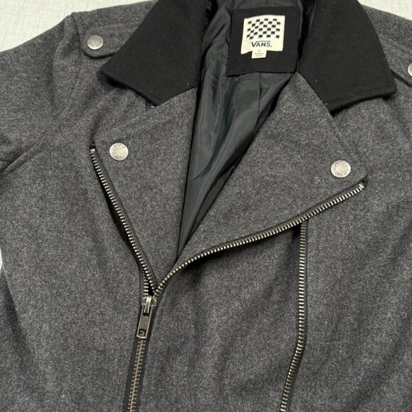 Vans Pike Moto Wool Blend Jacket Charcoal Gray Full Zip Front Size L Large - Picture 5 of 15